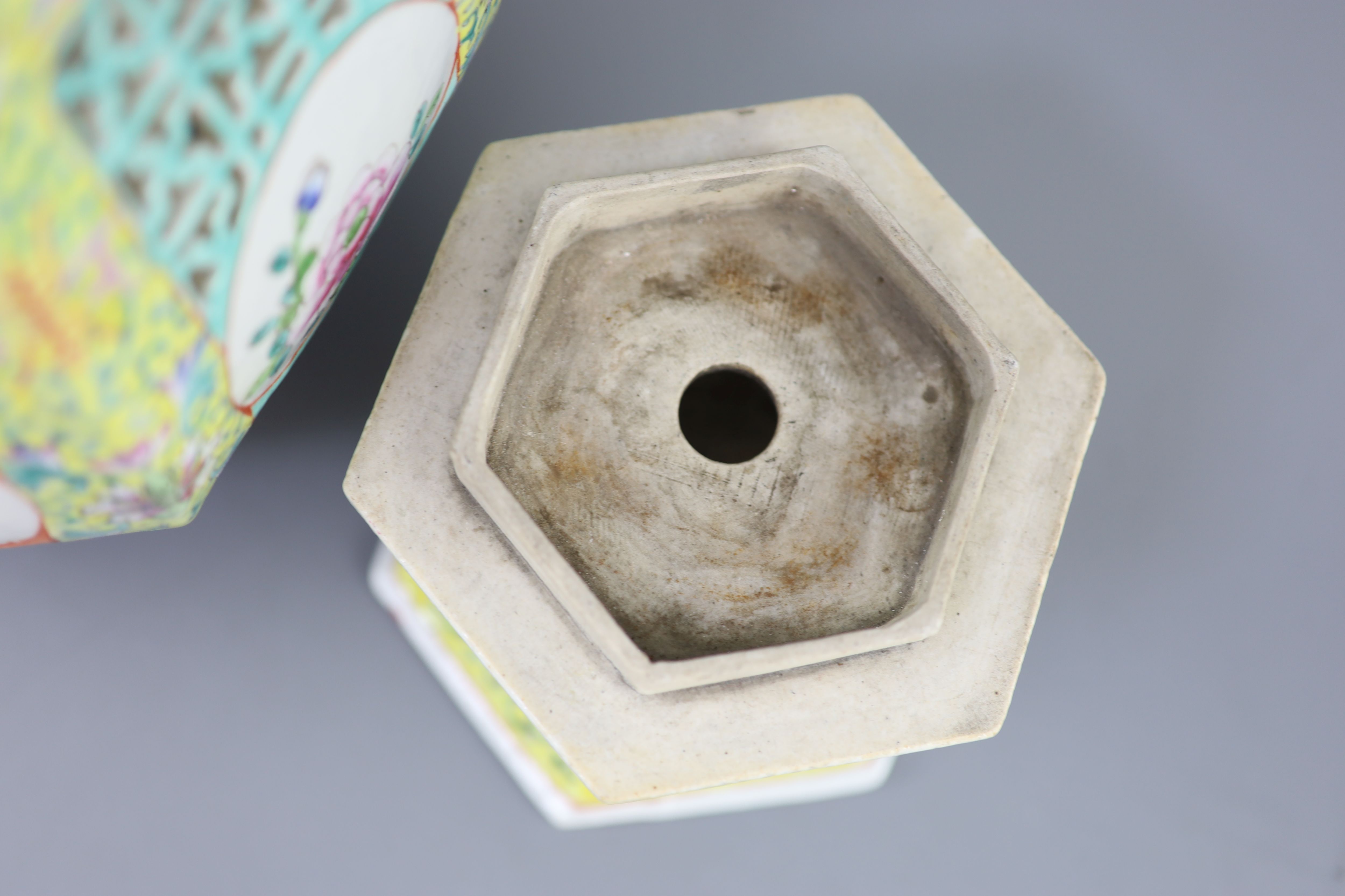 A Chinese famille rose lantern and stand, Republic period, 38.5cm high